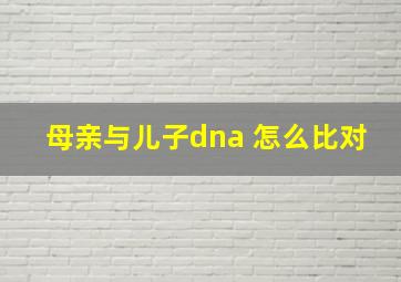 母亲与儿子dna 怎么比对